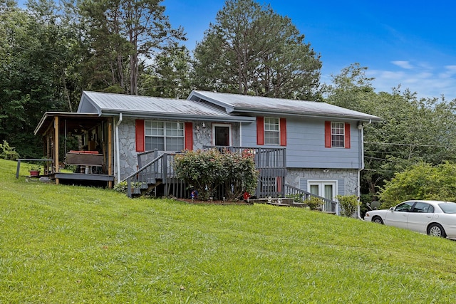 460 E Georgia Ave, Whitwell, TN 37397 - view of front facade with a front yard and stone siding