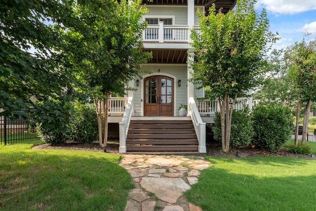 1711 Sevier St, Nashville, TN 37206 - doorway to property with a porch, french doors, and a balcony
