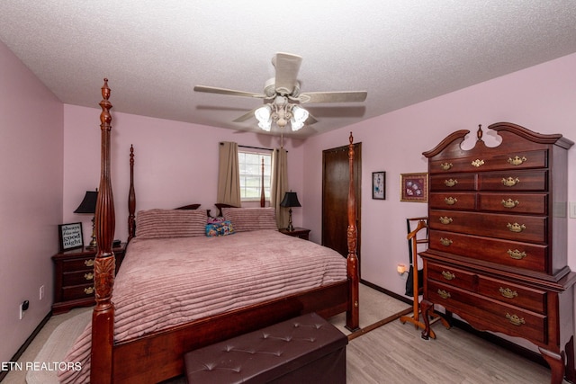 311 E Chestnut Hill Rd, Townsend, TN 37882 - bedroom featuring light wood finished floors, ceiling fan, and a textured ceiling