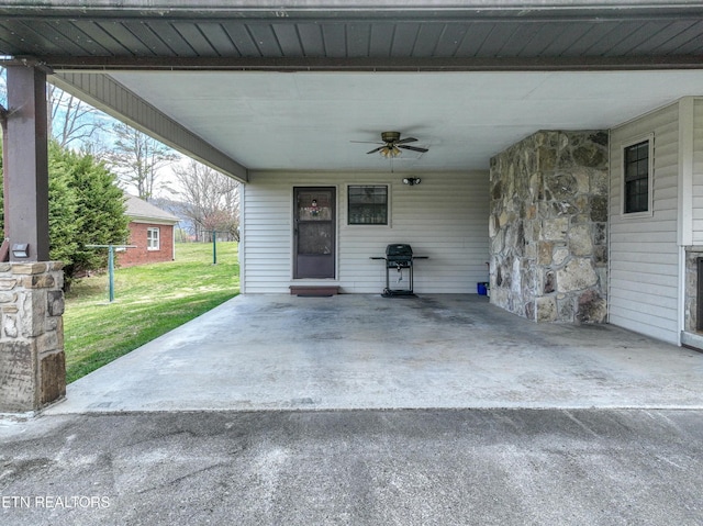 311 E Chestnut Hill Rd, Townsend, TN 37882 - view of patio featuring ceiling fan and grilling area