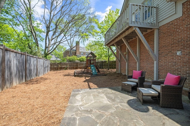 4253 Jamesborough Pl, Nashville, TN 37215 - fenced backyard with a patio area and a playground
