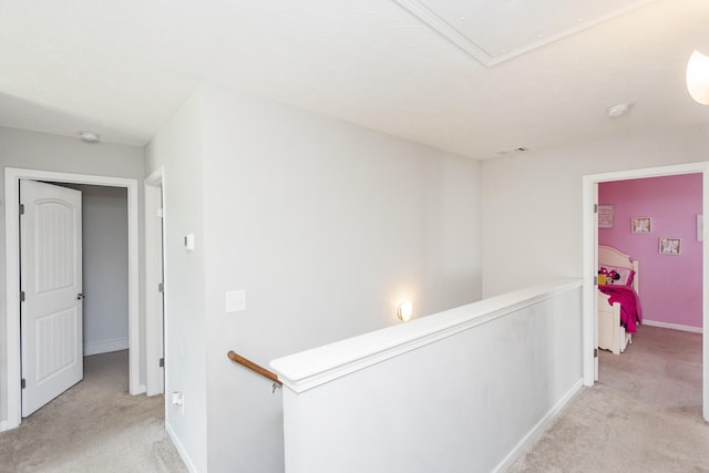 733 Hollandale Rd, La Vergne, TN 37086 - hallway with carpet and attic access