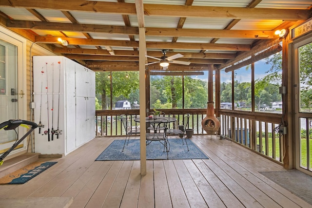 1795 Lake Logan Rd, Ardmore, TN 38449 - unfurnished sunroom with a ceiling fan and healthy amount of natural light