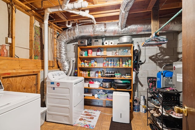 7180 Elrod Rd, Fairview, TN 37062 - unfinished basement featuring washing machine and dryer