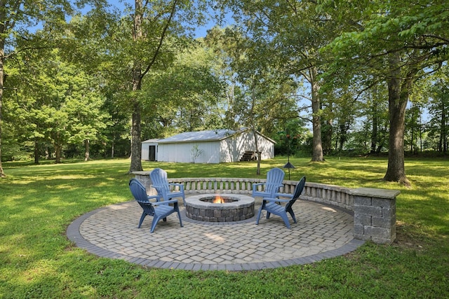 7180 Elrod Rd, Fairview, TN 37062 - view of patio / terrace featuring an outdoor fire pit and an outdoor structure