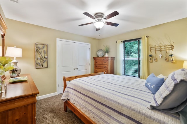 2725 Amber Crest Ct, Antioch, TN 37013 - bedroom with carpet, a closet, and a ceiling fan