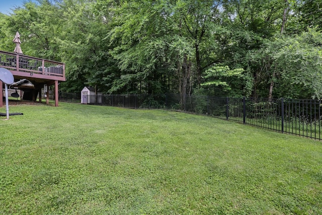 2725 Amber Crest Ct, Antioch, TN 37013 - fenced backyard featuring a shed and a deck