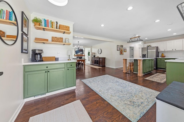 1704 Christi Ave, Chapel Hill, TN 37034 - living area with dark wood-type flooring, recessed lighting, a chandelier, and ornamental molding