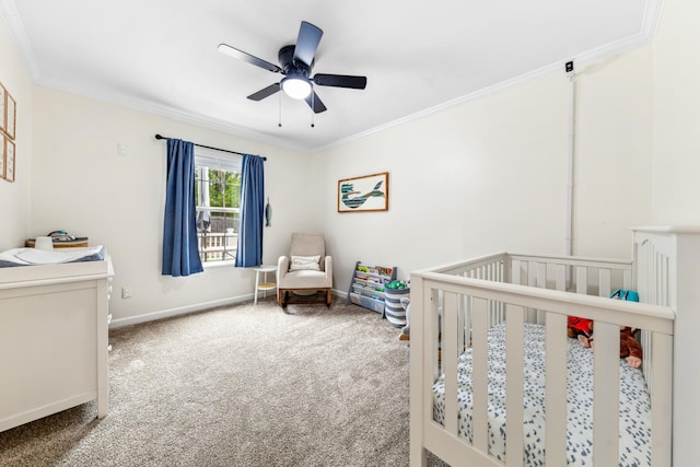 1704 Christi Ave, Chapel Hill, TN 37034 - bedroom featuring crown molding, a nursery area, carpet, and a ceiling fan