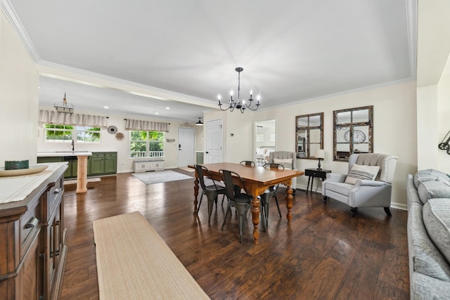 1704 Christi Ave, Chapel Hill, TN 37034 - dining room featuring a chandelier, crown molding, dark wood-style floors, and recessed lighting