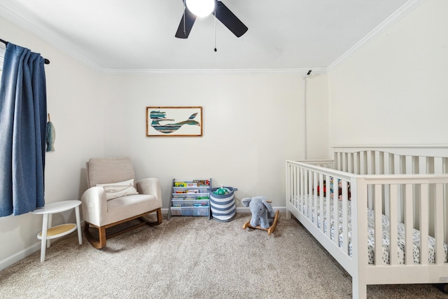 1704 Christi Ave, Chapel Hill, TN 37034 - carpeted bedroom with ornamental molding, a crib, and a ceiling fan