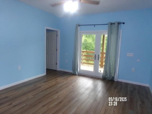 1835 Mosley Ferry Rd, Chapmansboro, TN 37035 - empty room featuring wood finished floors, ceiling fan, and french doors