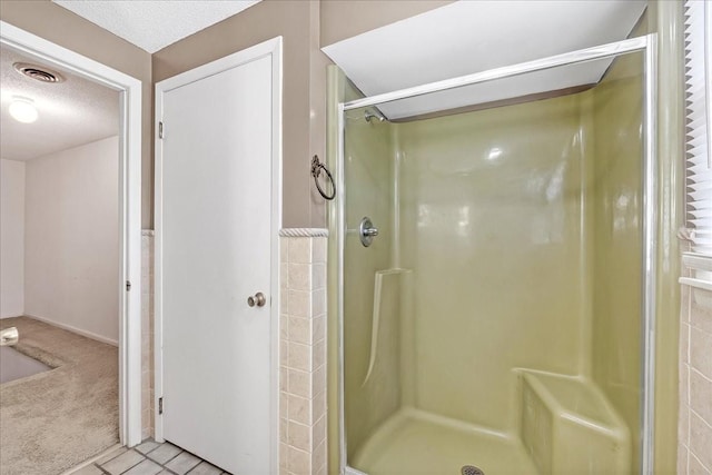 89 Belmar Cir, Manchester, TN 37355 - bathroom featuring a shower stall and a textured ceiling