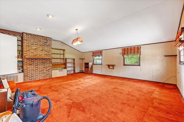 89 Belmar Cir, Manchester, TN 37355 - unfurnished living room with lofted ceiling and carpet flooring