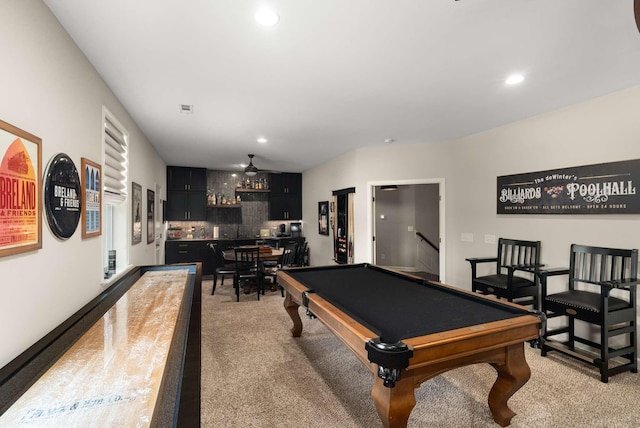 800 Singleton Ln, Brentwood, TN 37027 - recreation room with bar area, light colored carpet, recessed lighting, and billiards