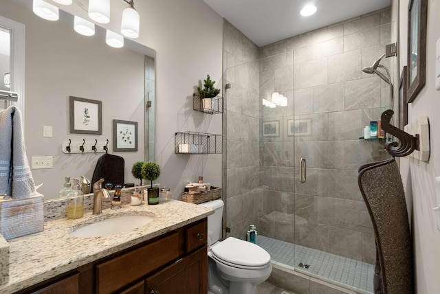 800 Singleton Ln, Brentwood, TN 37027 - bathroom featuring vanity, a stall shower, and recessed lighting