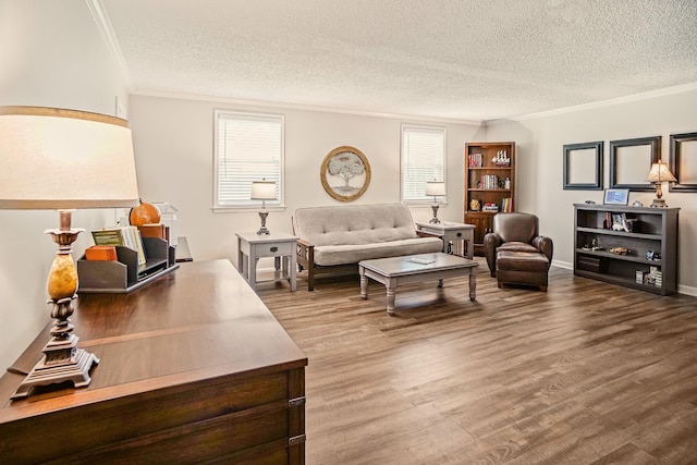 1301 Neelys Bend Rd Unit 14, Madison, TN 37115 - living area with a textured ceiling, healthy amount of natural light, wood finished floors, and crown molding