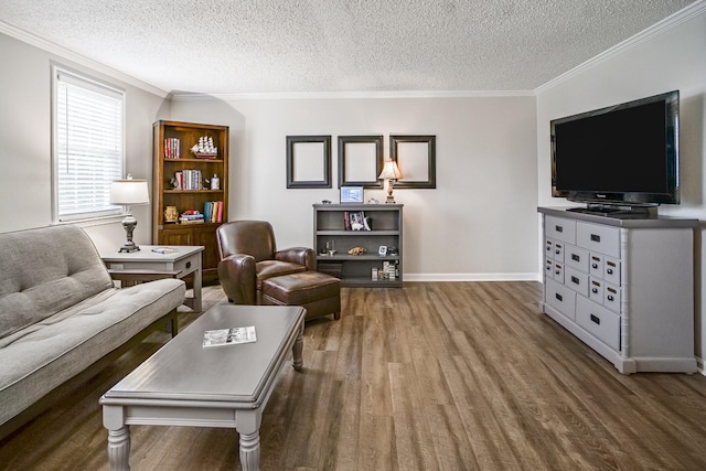 1301 Neelys Bend Rd Unit 14, Madison, TN 37115 - living area with wood finished floors, a textured ceiling, and crown molding
