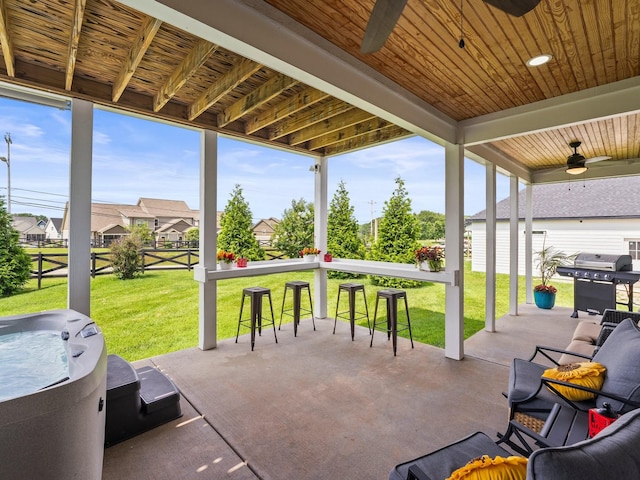 71 Windjammer Ct, Winchester, TN 37398 - view of patio / terrace with grilling area, a ceiling fan, and a residential view