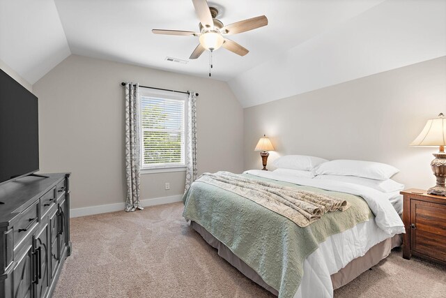 730 Fontwell Ln, Franklin, TN 37064 - bedroom with lofted ceiling, light carpet, and ceiling fan
