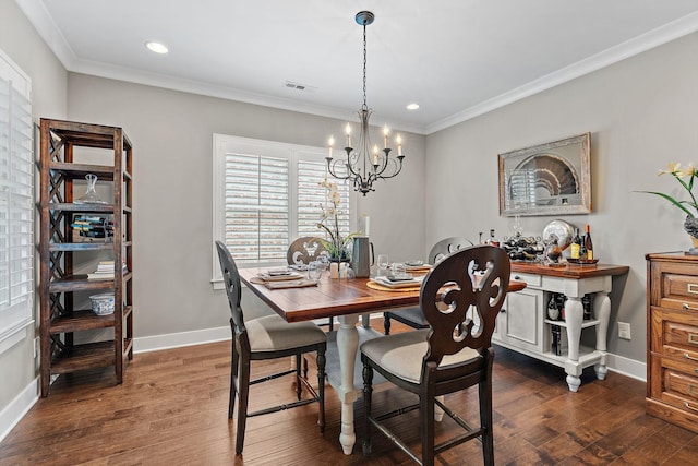 730 Fontwell Ln, Franklin, TN 37064 - dining space featuring a chandelier, wood finished floors, crown molding, and recessed lighting