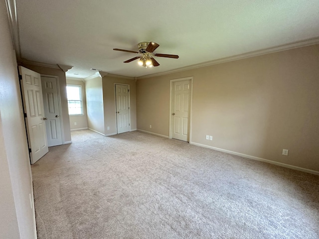 1759 Ardmore Hwy, Taft, TN 38488 - unfurnished bedroom featuring crown molding, light carpet, and a ceiling fan