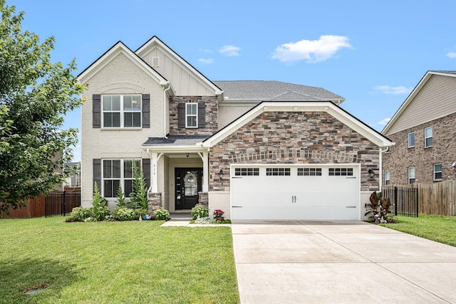 810 Corlew St, Murfreesboro, TN 37130 - craftsman-style house featuring board and batten siding, concrete driveway, stone siding, and an attached garage