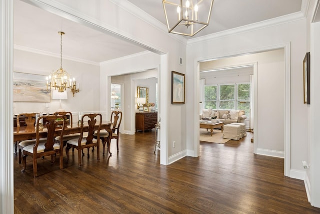 216 Bramerton Ct, Franklin, TN 37069 - dining space featuring a chandelier, dark wood-style floors, and crown molding