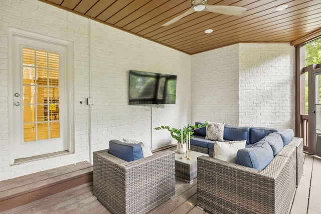 216 Bramerton Ct, Franklin, TN 37069 - sunroom / solarium with an outdoor hangout area and a ceiling fan