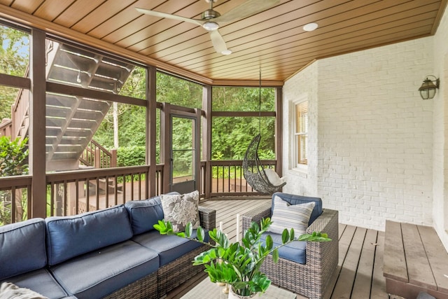 216 Bramerton Ct, Franklin, TN 37069 - sunroom with ceiling fan and outdoor lounge area