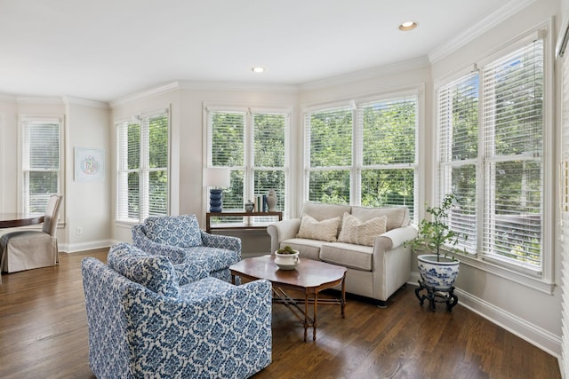 216 Bramerton Ct, Franklin, TN 37069 - living room with plenty of natural light, wood finished floors, ornamental molding, and recessed lighting