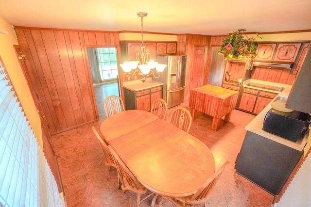 1094B Center Point Rd, Hendersonville, TN 37075 - dining area with a chandelier and wooden walls