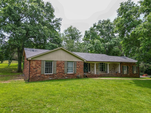 1094B Center Point Rd, Hendersonville, TN 37075 - single story home with brick siding, a porch, a front lawn, roof with shingles, and view of scattered trees