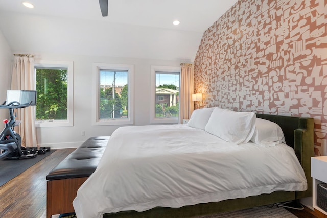 1708A 7th Ave N, Nashville, TN 37208 - bedroom featuring multiple windows, wood finished floors, recessed lighting, and a ceiling fan