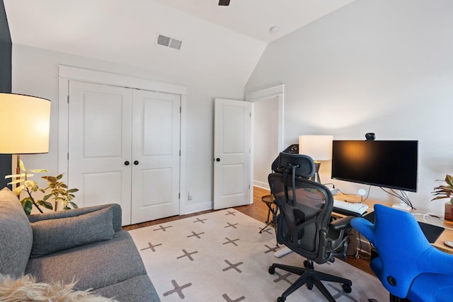 1708A 7th Ave N, Nashville, TN 37208 - office area with vaulted ceiling and ceiling fan
