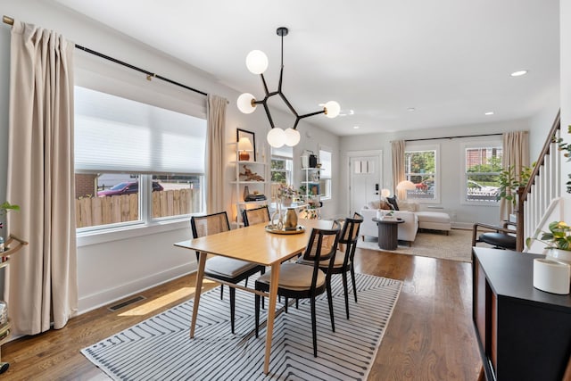 1708A 7th Ave N, Nashville, TN 37208 - dining area with dark wood-style floors, recessed lighting, and stairway