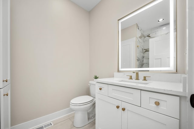 223 Patriot Ln, Estill Springs, TN 37330 - full bathroom featuring vanity, a marble finish shower, and tile patterned floors