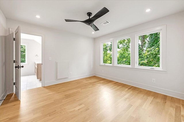1516 Forest Ave, Nashville, TN 37206 - unfurnished room with healthy amount of natural light, a ceiling fan, light wood-style floors, and recessed lighting