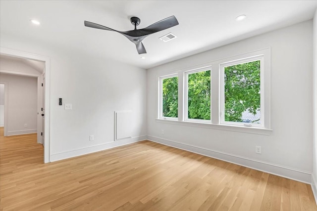 1516 Forest Ave, Nashville, TN 37206 - unfurnished room featuring light wood-style flooring, a ceiling fan, and recessed lighting
