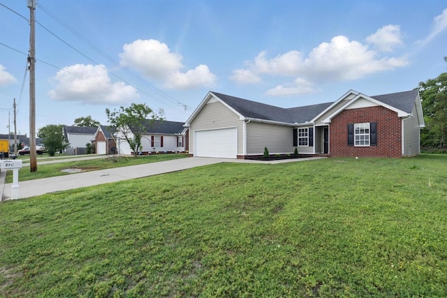 2717 Cayuga Dr, Murfreesboro, TN 37130 - ranch-style home featuring brick siding, an attached garage, driveway, and a front lawn