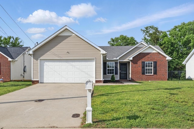 2717 Cayuga Dr, Murfreesboro, TN 37130 - ranch-style house featuring concrete driveway, a front lawn, an attached garage, and brick siding