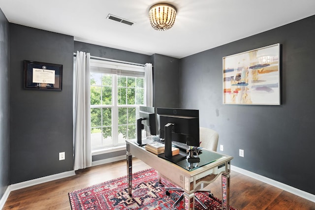 2507 Patricia Cir, Murfreesboro, TN 37128 - office with wood finished floors and a chandelier