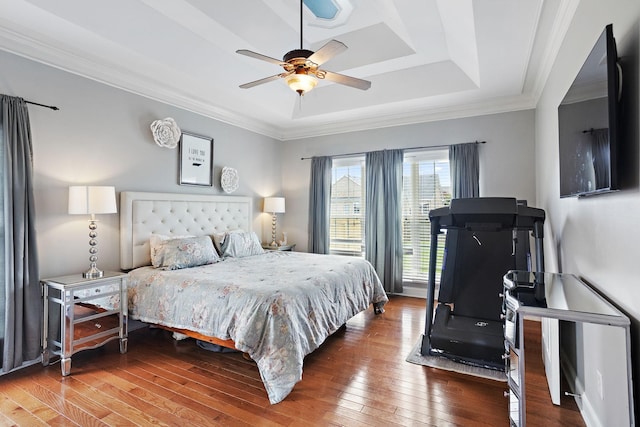 2507 Patricia Cir, Murfreesboro, TN 37128 - bedroom with a tray ceiling, hardwood / wood-style flooring, ornamental molding, and ceiling fan