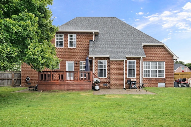 2507 Patricia Cir, Murfreesboro, TN 37128 - back of property with brick siding, a deck, roof with shingles, and a patio