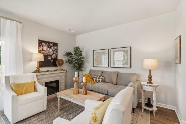 1010 Keyes Pl, Lebanon, TN 37087 - living area featuring wood finished floors and a glass covered fireplace
