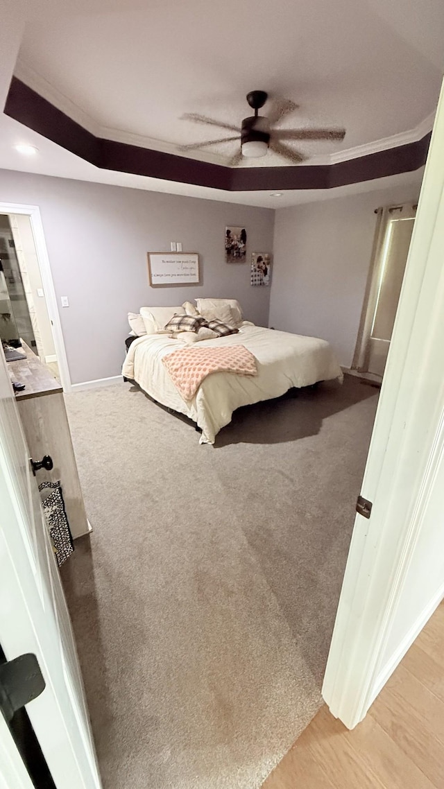 899 Sneed Blvd, Lafayette, TN 37083 - bedroom featuring crown molding, light colored carpet, and ceiling fan