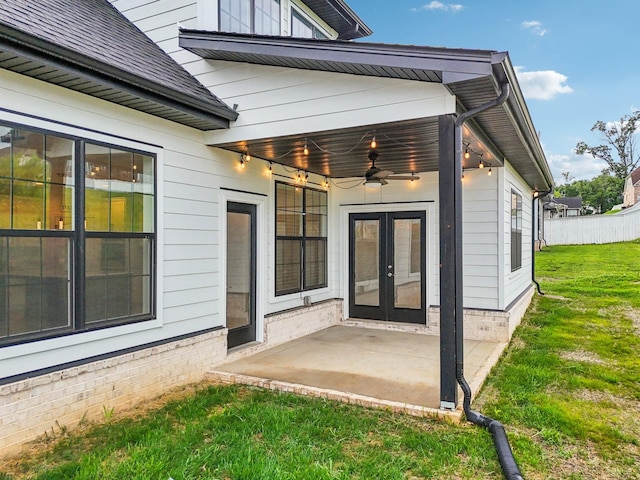 6807 Kew Gdn, Smyrna, TN 37167 - back of property with french doors, a ceiling fan, and a patio