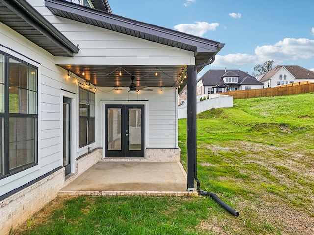 6807 Kew Gdn, Smyrna, TN 37167 - entrance to property with french doors, a ceiling fan, and a patio