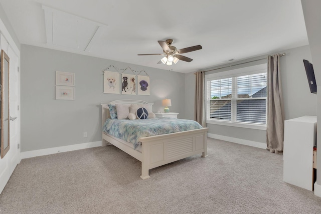 1924 Fairhaven Ln, Murfreesboro, TN 37128 - bedroom with attic access, light colored carpet, and ceiling fan