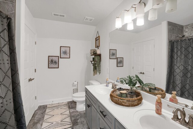1248 Hensfield Dr, Murfreesboro, TN 37128 - bathroom with double vanity, curtained shower, and marble finish floors